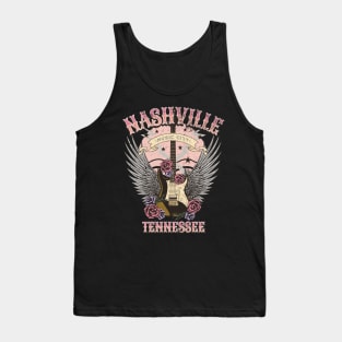 Vintage Nashville Tennessee Guitar and Roses Country Music City Tank Top